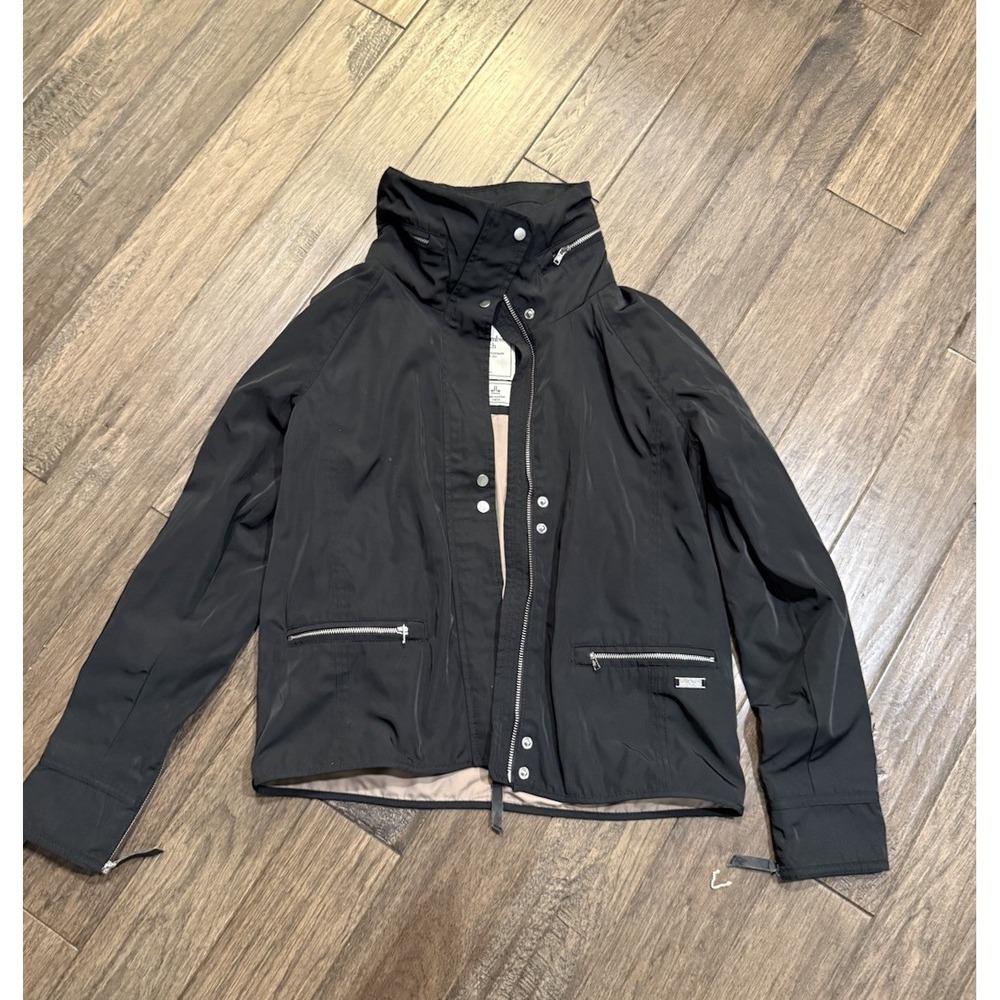 Abercrombie & Fitch Windbreaker Jacket Womens Small Black Zip Utility 1U2460